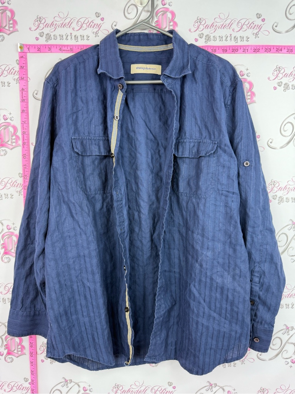 Tommy Bahama button up linen Slate Blue Textured Button-Up Jacket